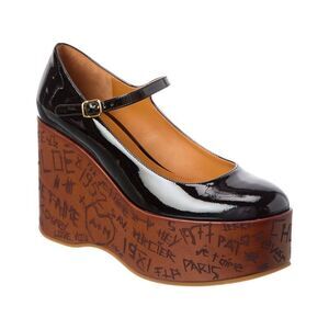 Chloé Maxime Leather Wedge Pump, Black